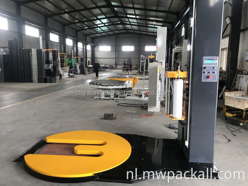 Factory Prijs Automatisch M-type Turntable Pallet Stretch Film Wikkelmachine /Pallet Wrapper met vorkheftruckkanaal